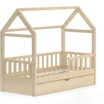 House bed 80x160 cm pine cot with drawer