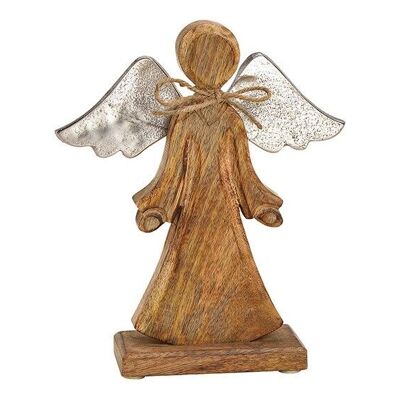 Angel made of mango wood with metal wings brown (W / H / D) 21x25x6cm