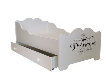 Lit enfant Princess 160x80 blanc - avec tiroir de rangement
