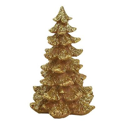 Árbol de Navidad de poli oro (An / Al / Pr) 10x16x10cm