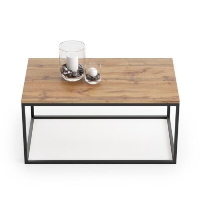 Coffee table Oak black - 100x60x48 cm - side table made of metal and wood