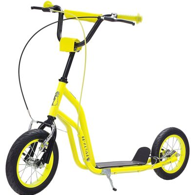 Children's scooter with 12'' pneumatic tires - double V-brake - yellow