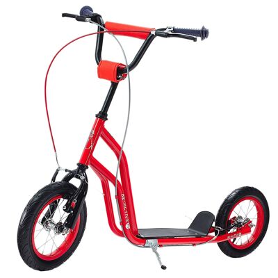 Children's scooter with 12'' pneumatic tires - double V-brake - red
