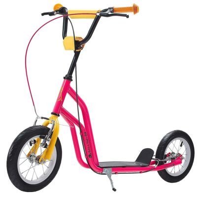 Children's scooter with 12'' pneumatic tires - double V-brake - pink