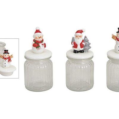 Storage jar Christmas motif made of glass / ceramic