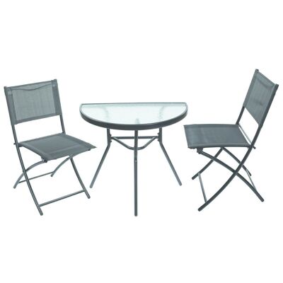 Set tavolo da giardino da balcone nero - con 2 sedie