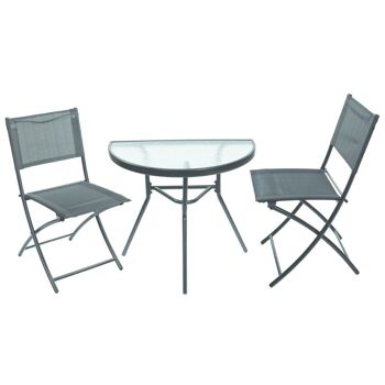 Salon de jardin table de balcon noir - avec 2 chaises