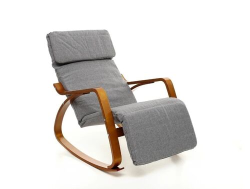 Schommelstoel relax fauteuil - grijs - verstelbare voetsteun