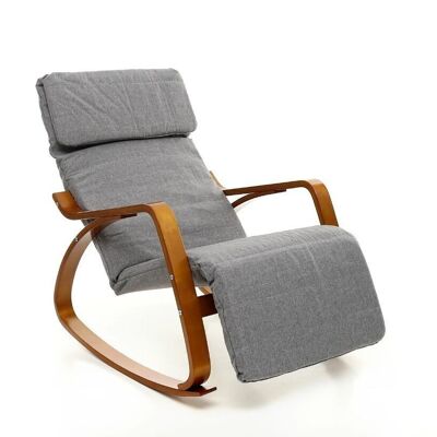 Rocking chair relax armchair - gray - adjustable footrest