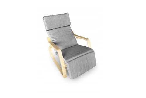 Schommelstoel relax fauteuil - grijs & wit - met voetsteun