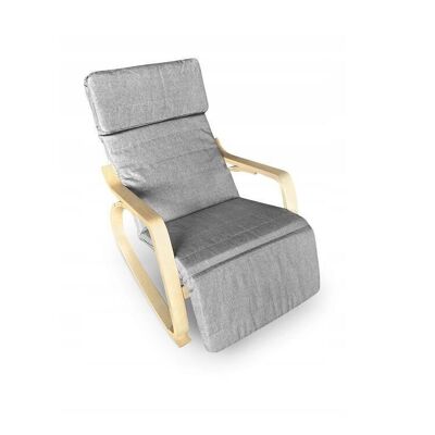 Schaukelstuhl Relaxsessel – Grau & Weiß – mit Fußstütze