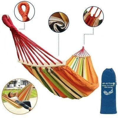 Hammock 280x150 cm - orange striped - including storage bag