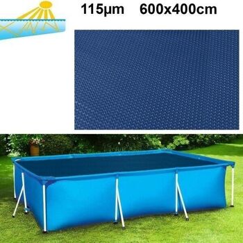 RAMROXX couverture de piscine chauffante noir/bleu - 600 x 400 cm rectangulaire - 115 µm