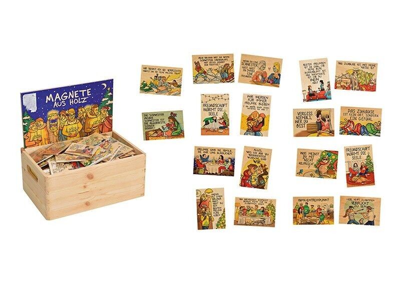 Magnete con detti Natale in legno marrone 18 pieghe