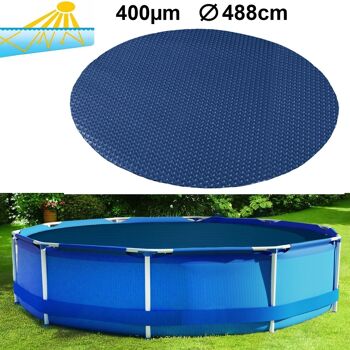 RAMROXX couverture de piscine chauffante noir/bleu - 488 cm - 400 µm