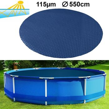 RAMROXX couverture de piscine chauffante noir/bleu - 550 cm - 115 µm