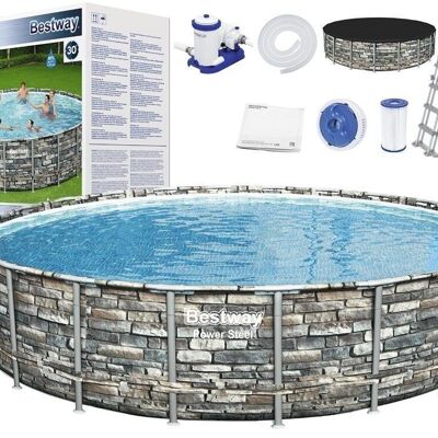Bestway Power Steel swimming pool 671 x 132 cm - Stone look - complete set