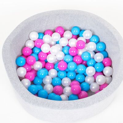Bällebad 90 x 40 cm – mit 150 Bällen – weiß, blau, rosa