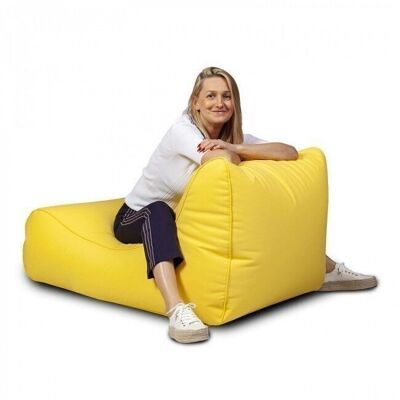 Luxury outdoor relax pouf - yellow - washable polyester cover