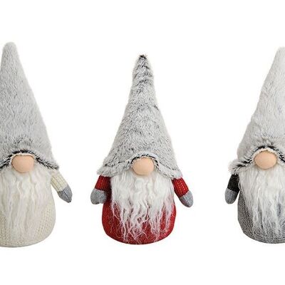 Gnomes made of textile/plush, 3 assorted, W15 x D12 x H24 cm