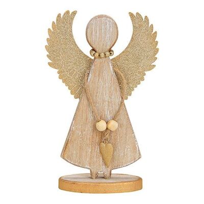 Ángel con alas de metal de madera marrón, dorado (An/Al/Pr) 16x26x6cm