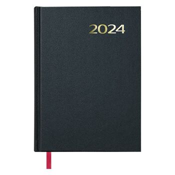 Dohe - Agenda 2024 - Page Jour - Format Moyen : 14x20 cm - 288 pages - Reliure cousue - Relié - Coloris Noir - Modèle Syntex 1