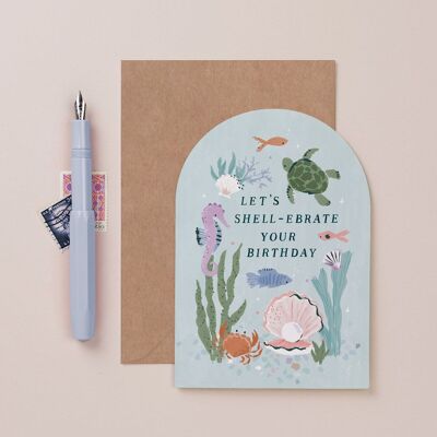Sous la carte d’anniversaire de la mer | Cartes d'anniversaire pour enfants | Cartes d'anniversaire d'animaux