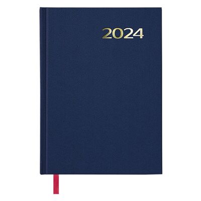 Dohe - Agenda 2024 - Día Página - Tamaño Mediano: 14x20 cm - 288 páginas - Encuadernación cosida - Tapa dura - Color Azul - Modelo Síntex