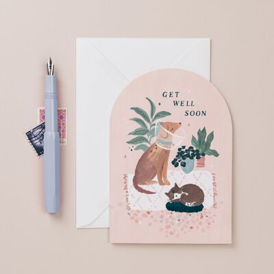 Cat and Dog Get Well Soon Card | Get Well Soon Cards | Pet Get Well Soon Cards | Thinking of You Card