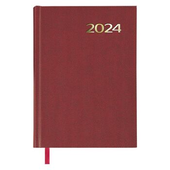 Dohe - Agenda 2024 - Page du Jour - Format Moyen : 14x20 cm - 288 pages - Reliure cousue - Relié - Couleur Bordeaux - Modèle Syntex 1