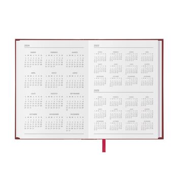 Dohe - Agenda 2024 - Page du Jour - Format Moyen : 14x20 cm - 288 pages - Reliure cousue - Relié - Couleur Bordeaux - Modèle Syntex 7