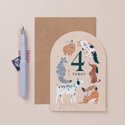 Tarjeta de cumpleaños de 4 años | Tarjetas de edad de hitos | Tarjetas para niños | Tarjetas de cumpleaños para niños | 4ta tarjeta de cumpleaños | Tarjeta de cuarto cumpleaños