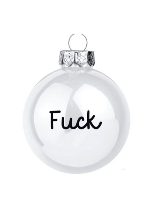 Boule de noël "FUCK" blanc brillant