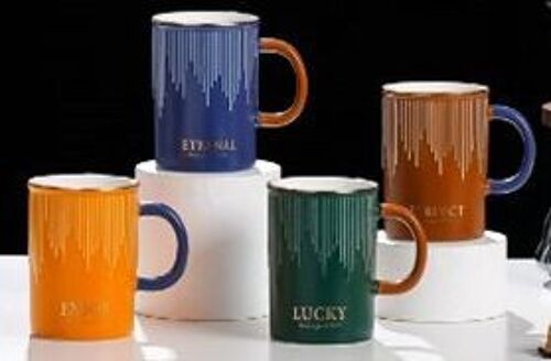Ceramic mug in 4 color combinations DF-748