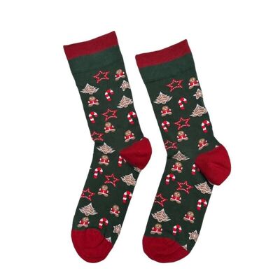 La Pèra Christmas stockings green - red - poinsettias - candy canes