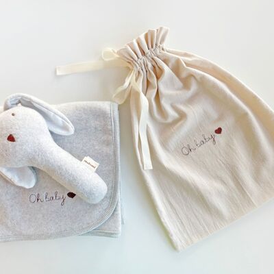 FLEECE OH BABY RABBIT SET GRAU