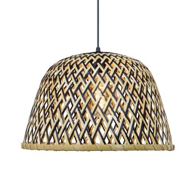 Natural and black woven bamboo pendant light Linelle