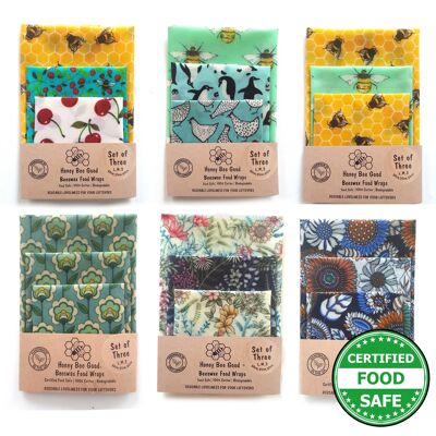 Two of Each Set of 3 L,M,S Beeswax Wraps