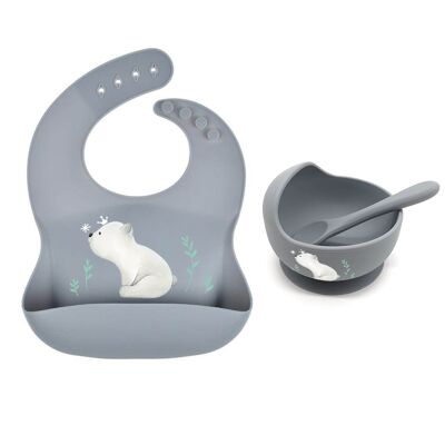 Silicone set bib + bowl + bear spoon