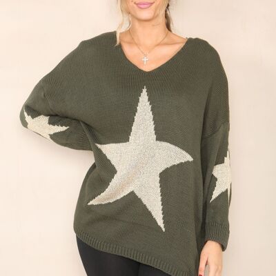 Loose knit star pattern jumper