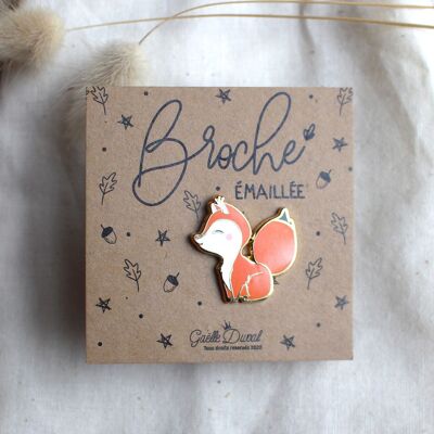 Enameled fox brooch (pin)