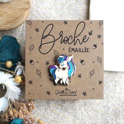 Unicorn enameled brooch (pin)