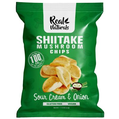 Real Naturals Chips de Hongos Shiitake Crema Agria y Cebolla 32g