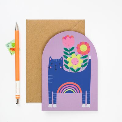 Rainbow Cat Greeting Card | Children's Birthday Card | Die Cut Birthday Cards