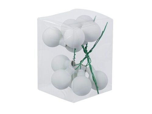 Boules de noël 25 mm blanc satin sur fil x 12  pièces - Décoration de Noël