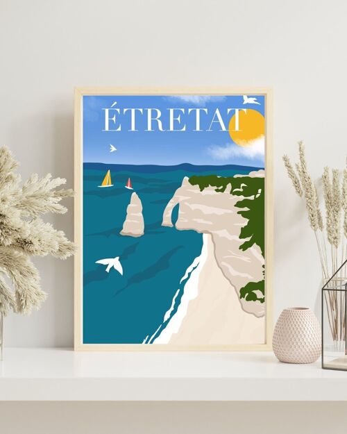 Affiche illustration falaises Etretat Normandie