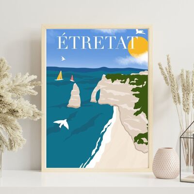 Poster illustration cliffs Etretat Normandy