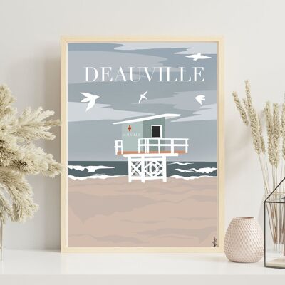 Manifesto dell'illustrazione della città di Deauville Normandia