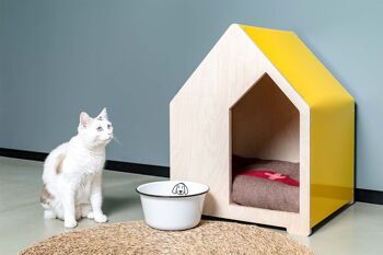Niche et/ou panier pour chiens et chats  - semi ouverte - bois et alupanel - intérieur et/ou extérieur - 9 coloris disponibles - Fabriqué en France 2