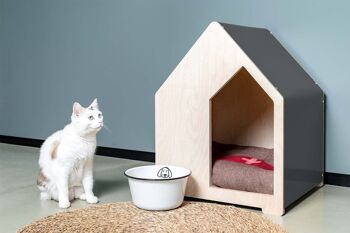 Niche et/ou panier pour chiens et chats  - semi ouverte - bois et alupanel - intérieur et/ou extérieur - 9 coloris disponibles - Fabriqué en France 9